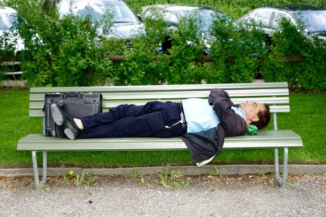 Man sleeping on the bench